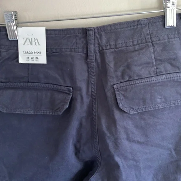 Zara high waisted wide leg cargo pants grey size 2 NEW - Picture 8 of 10